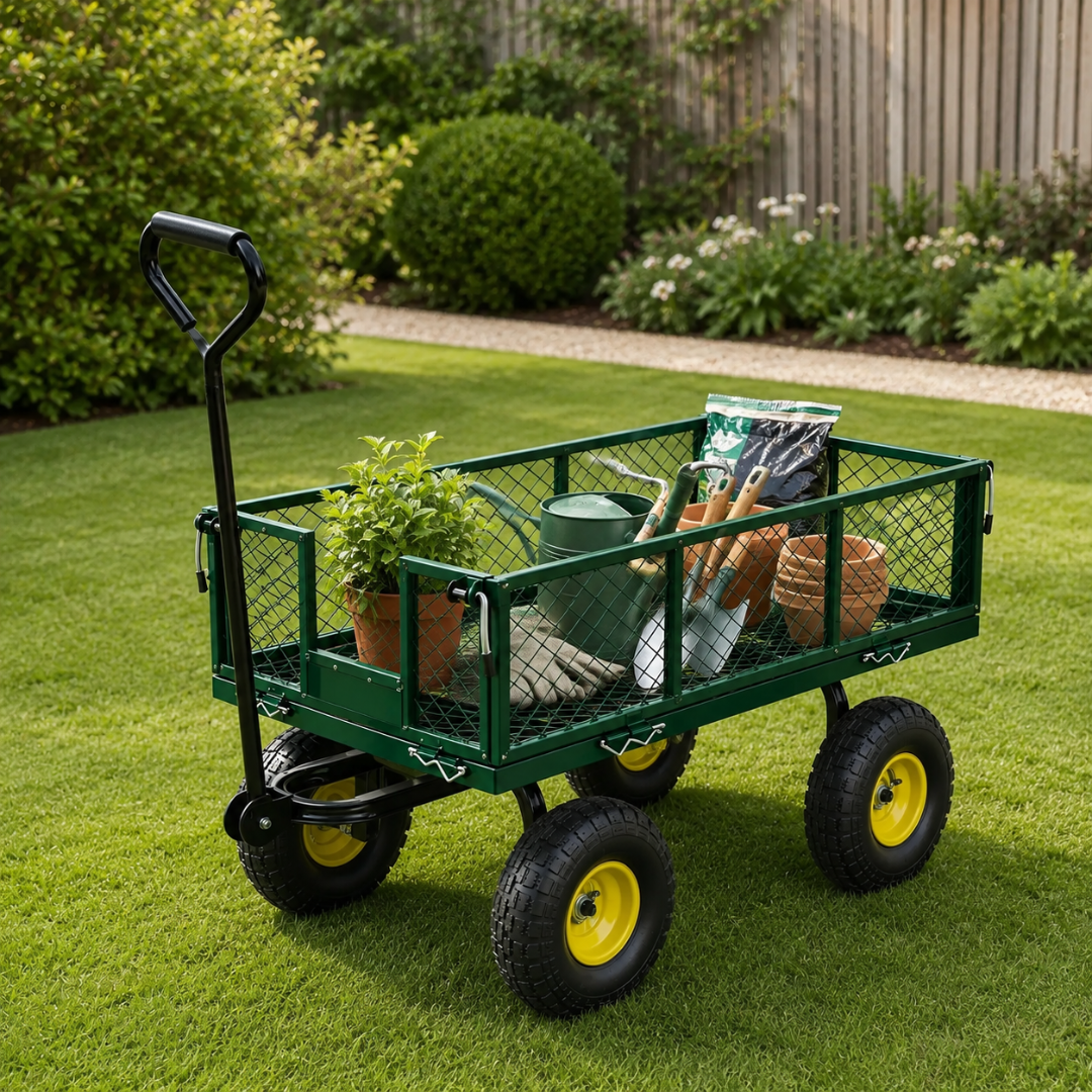 Chariot de jardin 408 kg à roues pivotantes