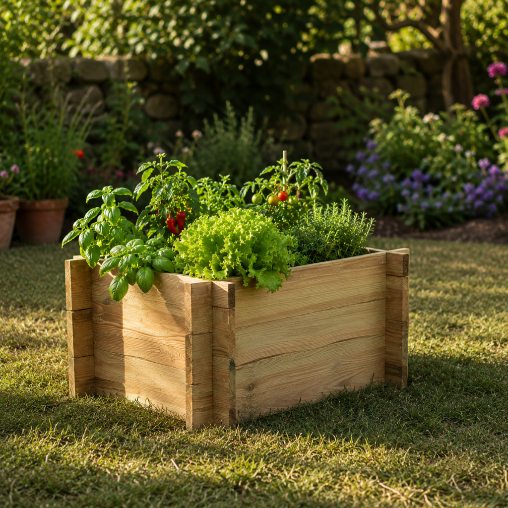Jardinière surélevée en bois de pin pour plantations
