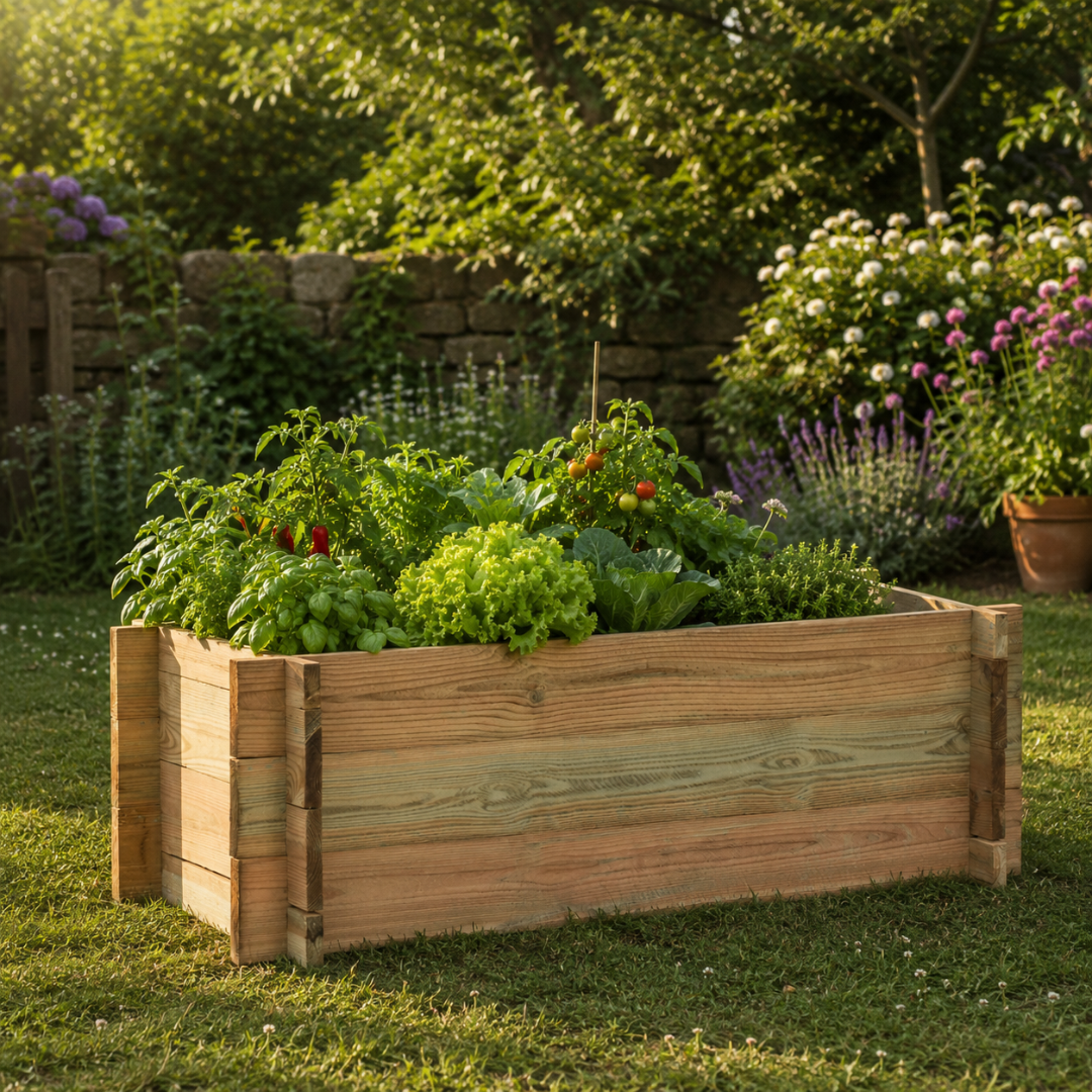 Jardinière surélevée en bois de pin pour plantations
