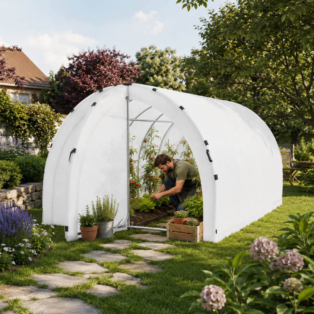 Serre de Jardin Tunnel 4Lx3l x2H Renforcée Double Porte