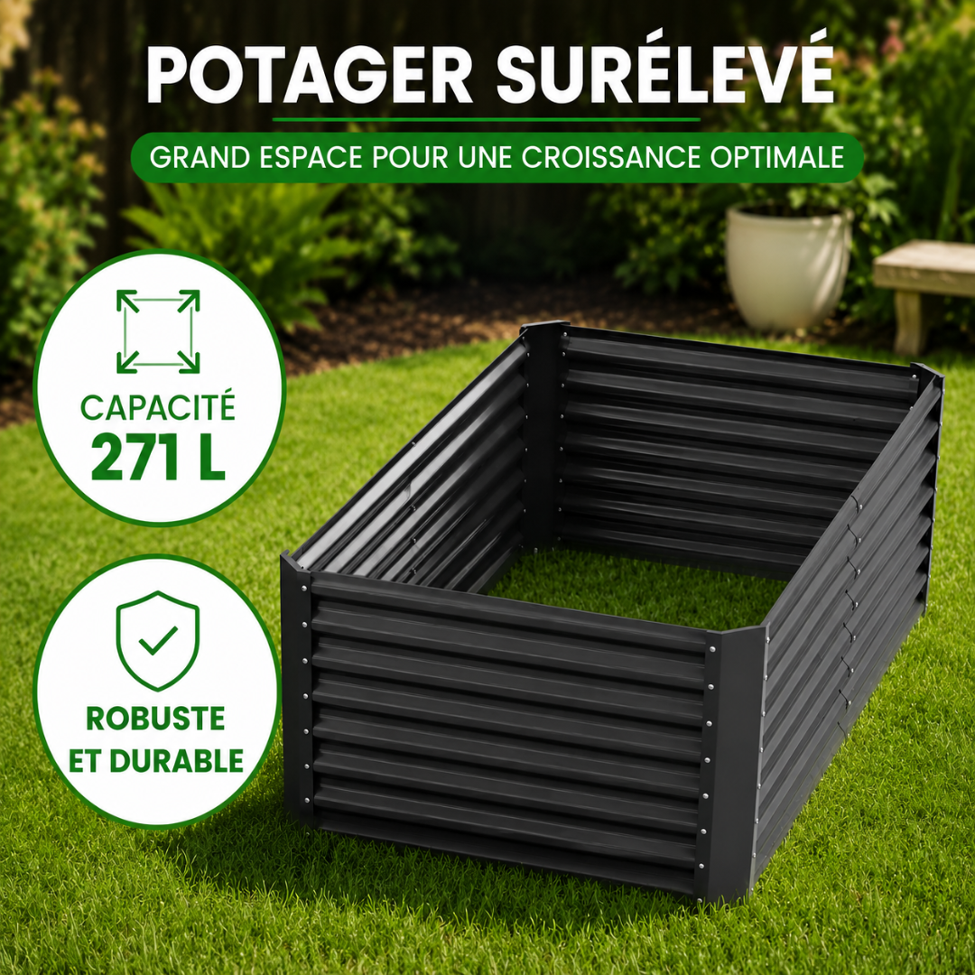 Jardinière Surélevée en Métal, Rectangulaire