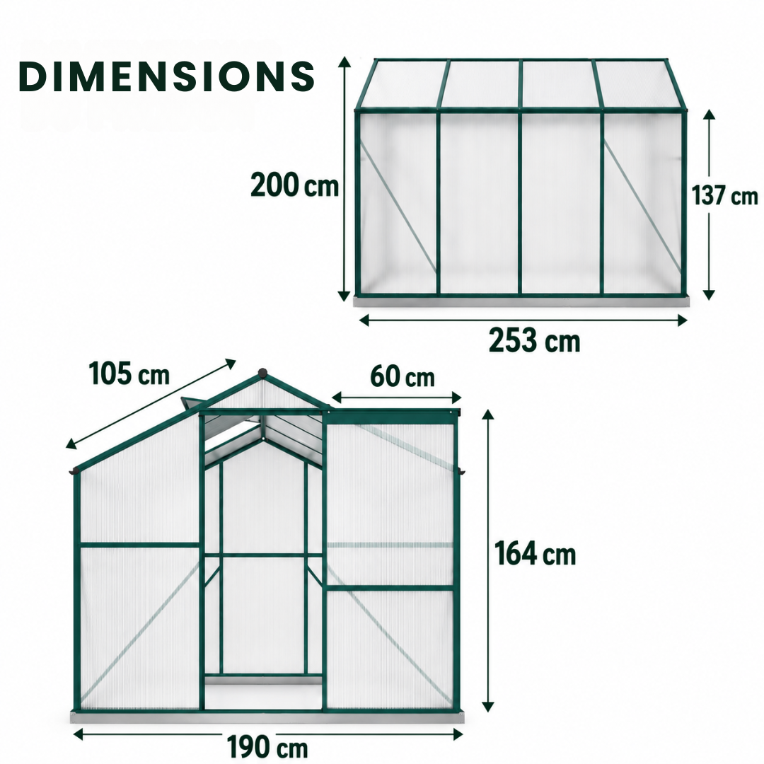 Serre de Jardin Vitrée 4,75 m² - 190x253 cm