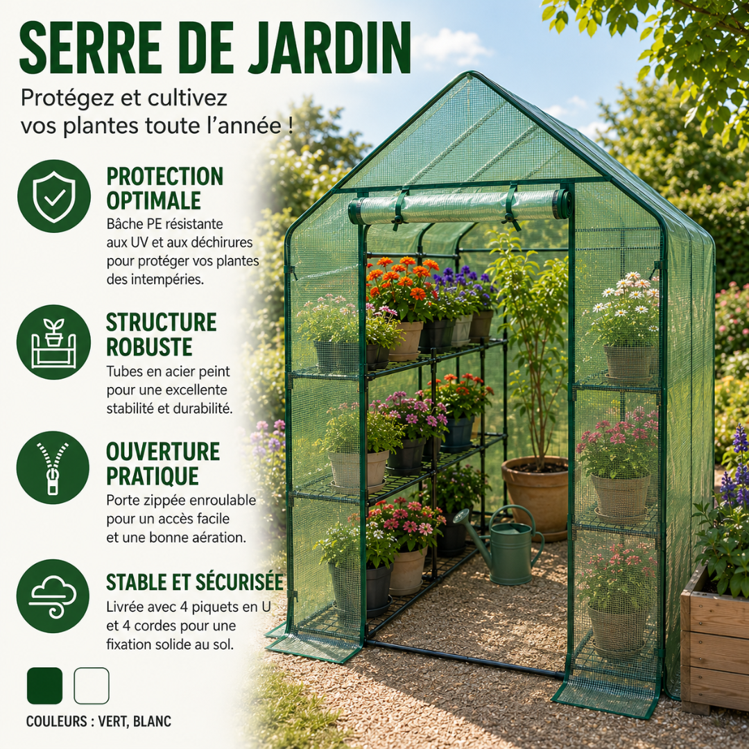 Serre de Jardin Cabane 215cmx143cmx195cm avec étages inclus