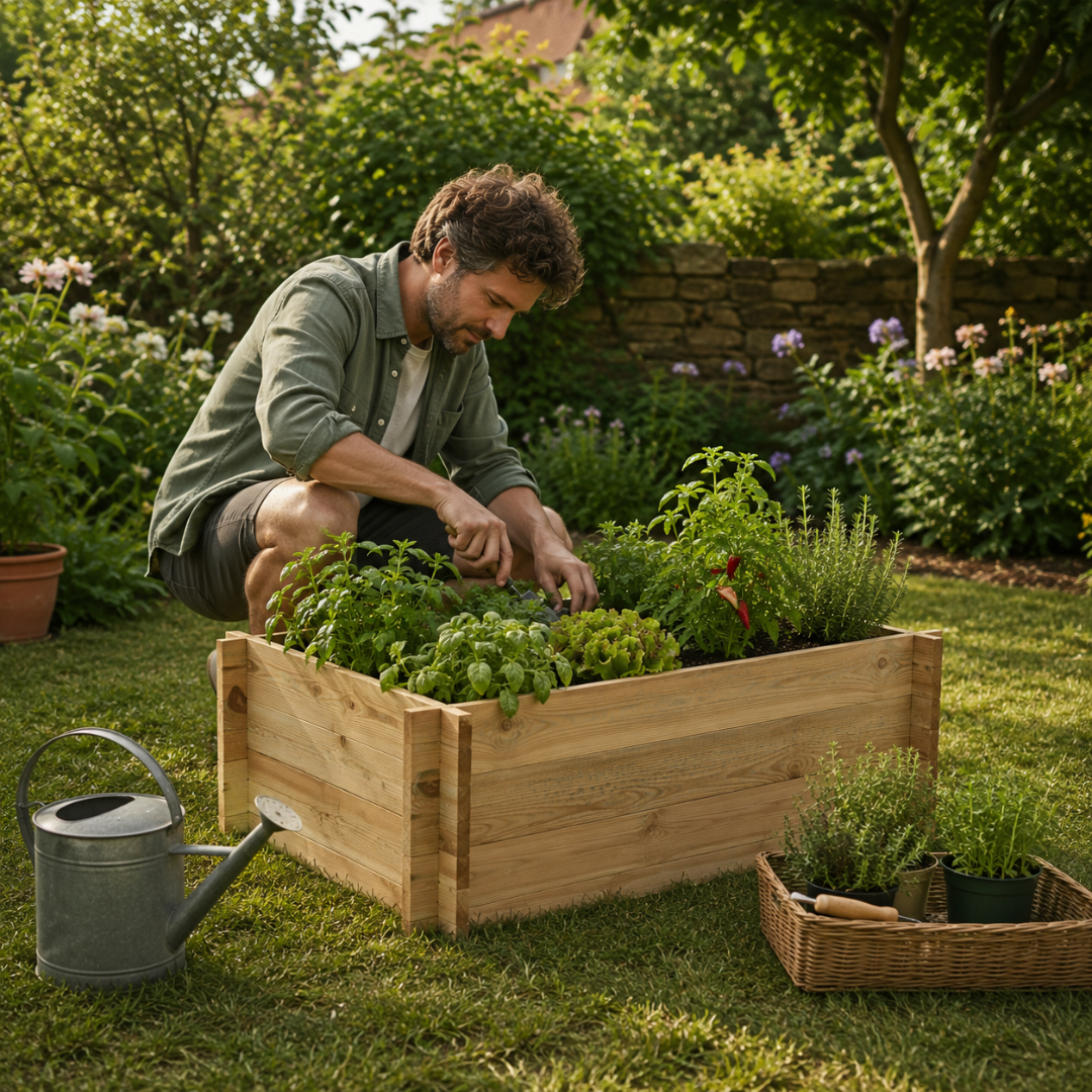 Jardinière surélevée en bois de pin pour plantations